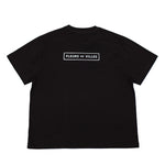 Black t-shirt with 'FLEURS DE VILLES' logo on a white background